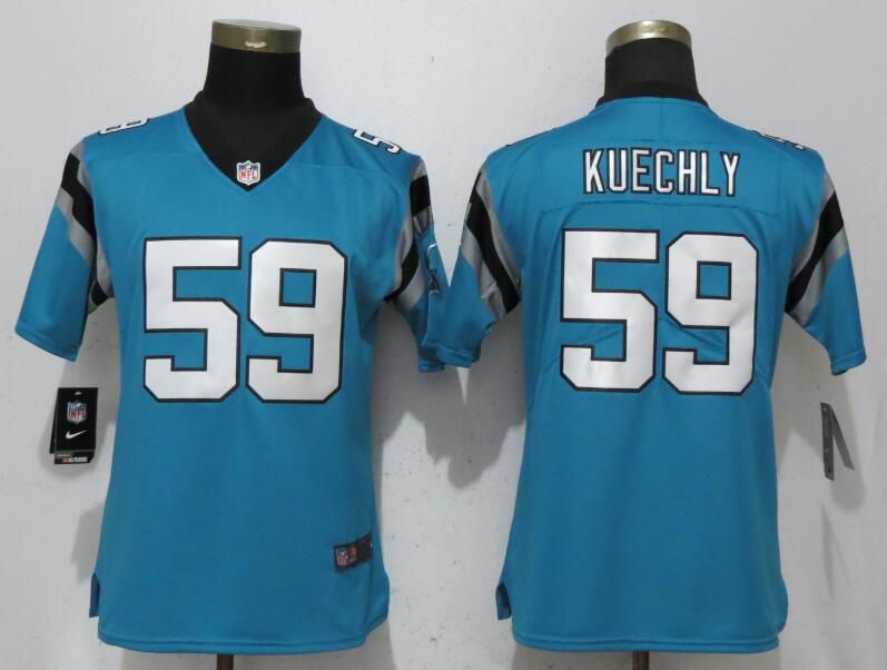 Women Carolina Panthers #59 Kuechly Blue Vapor Untouchable Player Nike Limited NFL Jerseys->women nfl jersey->Women Jersey